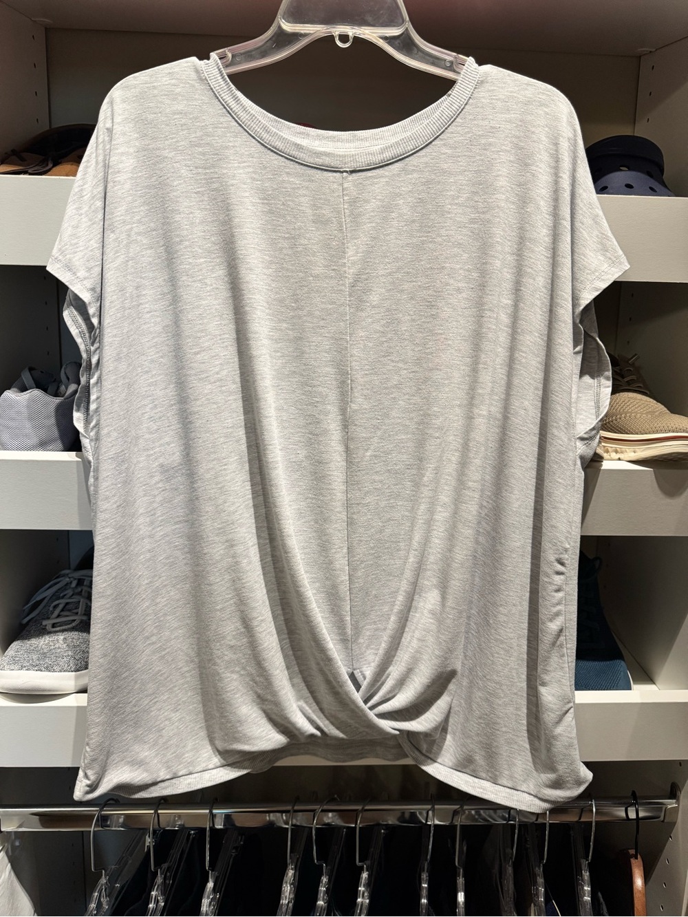Time and Tru Light Gray Short Sleeve Twist Front Tee tags removed.